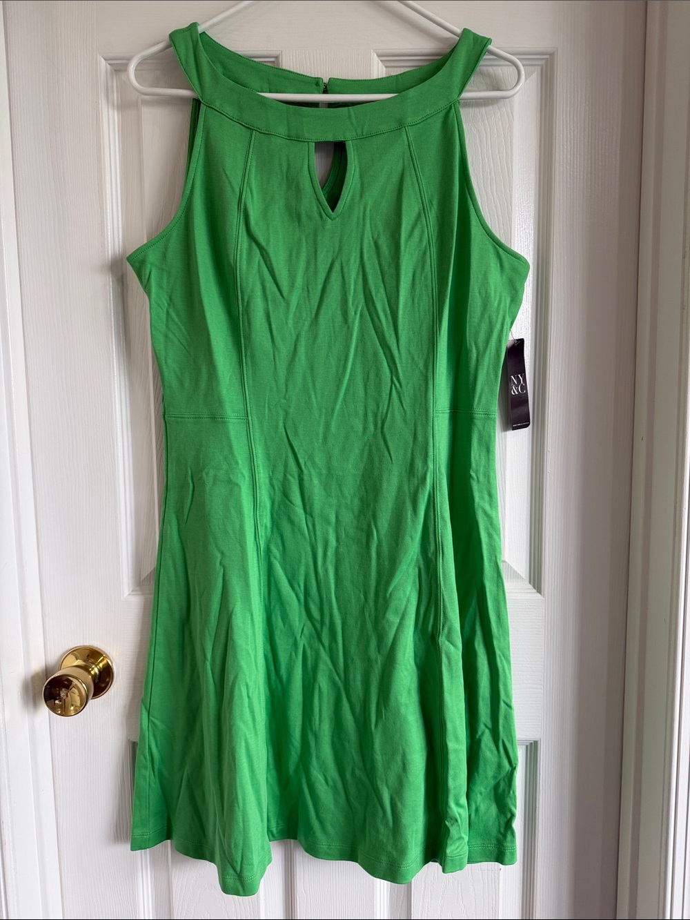 NWT New York & Company Kelly Green Sleeveless Keyhole Mini Dress